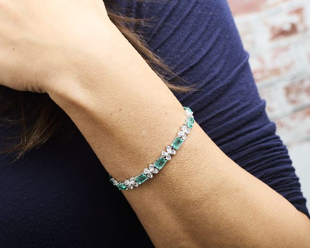 Bracciale Argento Con Cubic Zirconia E Zircone Smeraldo Sovrani 190087 814j10284