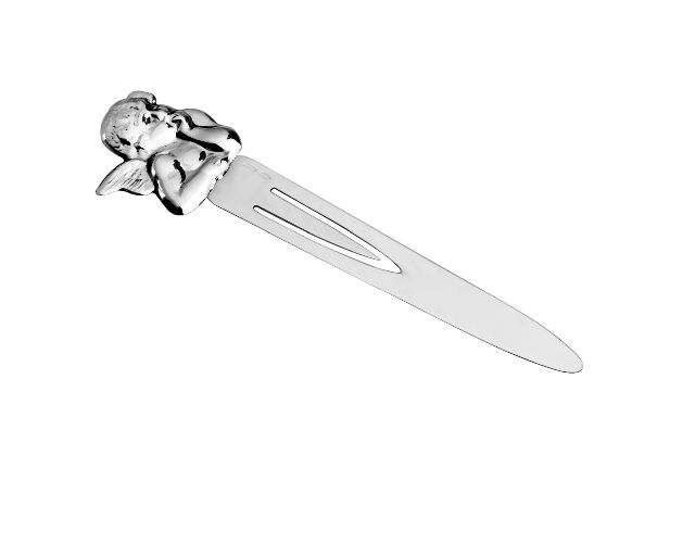 Paper knife and bookmark silver with cherub