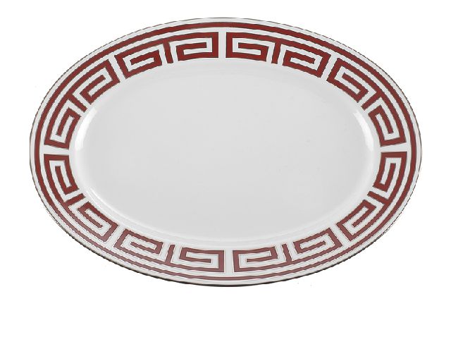 Oval tray labirinto scarlatto porcelain