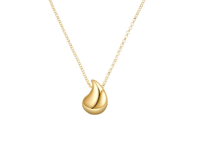 Collana argento dorato con goccia lucida