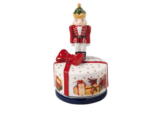 Idea regalo natale soldatino schiaccianoci nostalgic melody porcellana con carillon