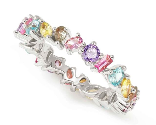 Anello colour wave argento con zirconi multicolore