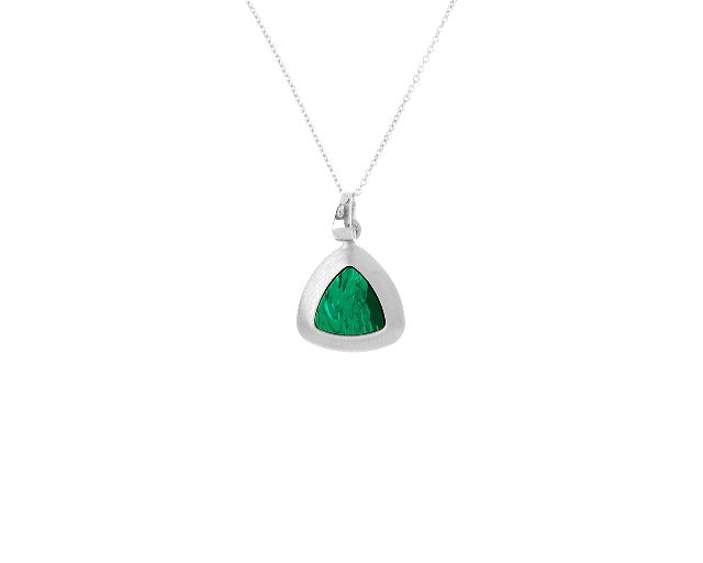 Necklace silver with malachite pendant