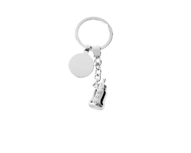 Keyring baby bottle with trolley coin
