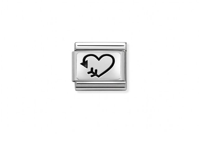 Cuore aperto con freccia composable acciaio e argento