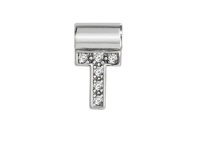 Charm seimia silver t letter with zircons