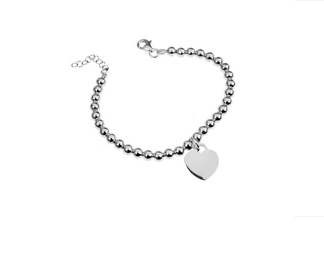 Bracciale a palle argento con cuore
