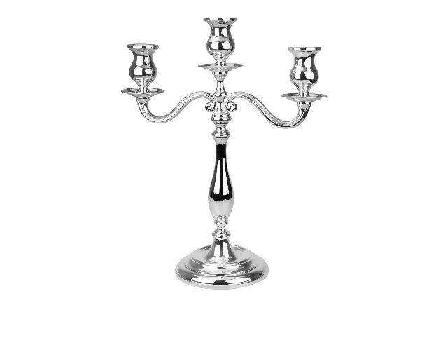 Candelabro argento trilaminato a tre fiamme in stile inglese