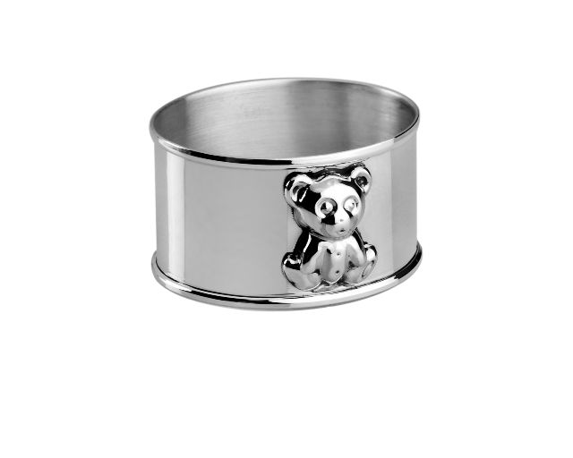Napkin tie teddy bear silver