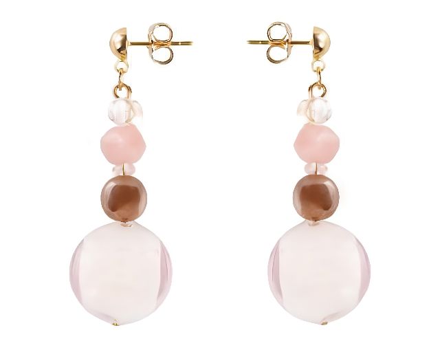 Earrings frame murano glass brown