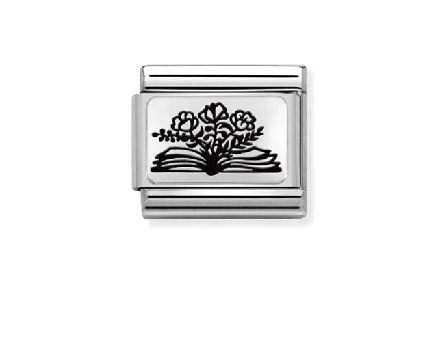 Book with flowers composable steel and silver