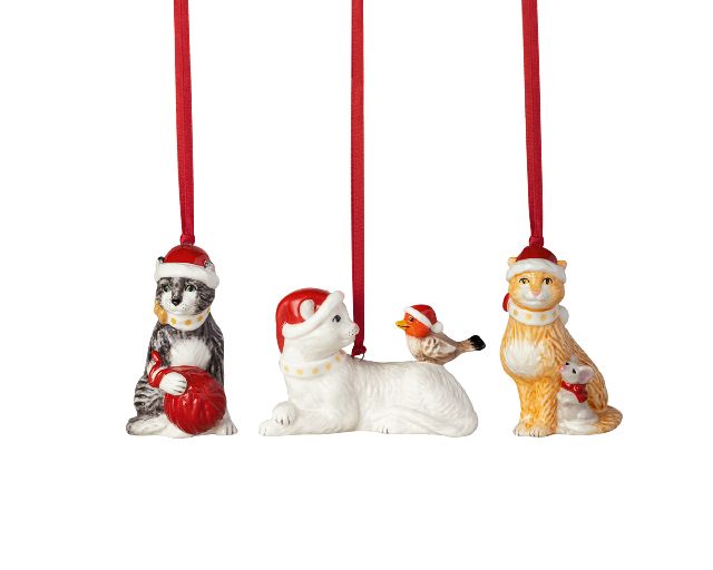 Idea regalo natale addobbi di natale nostalgic ornaments porcellana gatti 3 pezzi