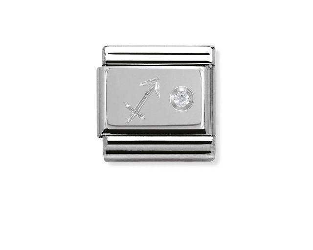 Sagittario composable acciaio argento 925 e zirconi