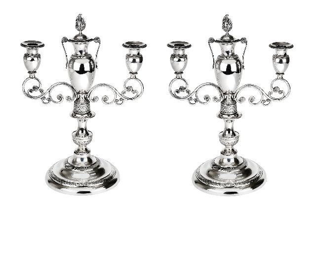 Coppia di candelabri argento 850 grammi genova (ita) 1824-1873
