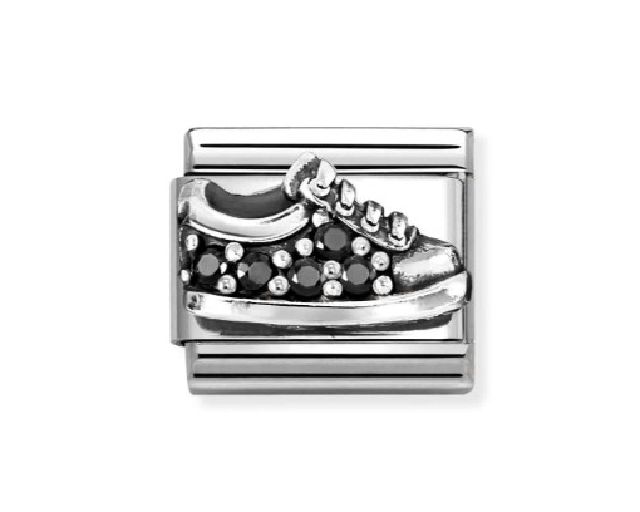 Sport shoe composable steel silver and zircons