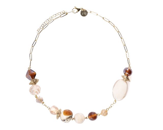 Collana lunga glow vetro di murano topazio