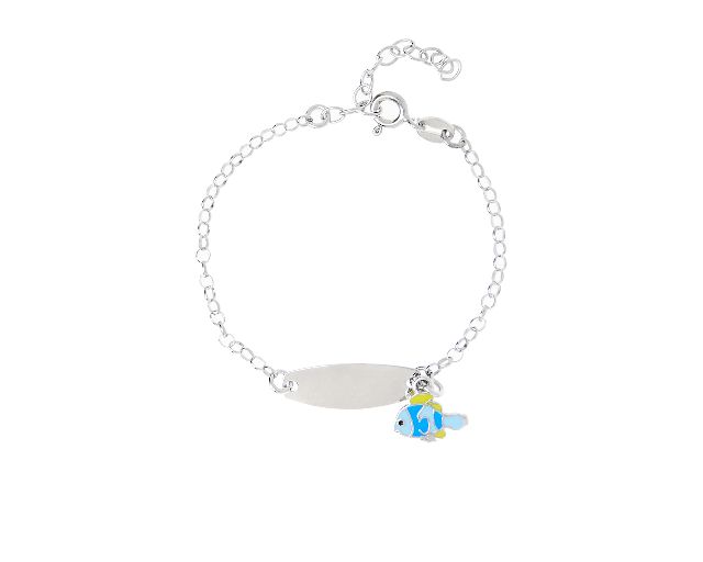 Bracciale argento con pesciolino e piastrina