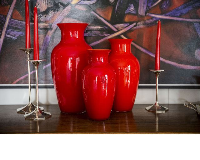 Vaso i cinesi vetro di murano aragosta rosso moretti arancio