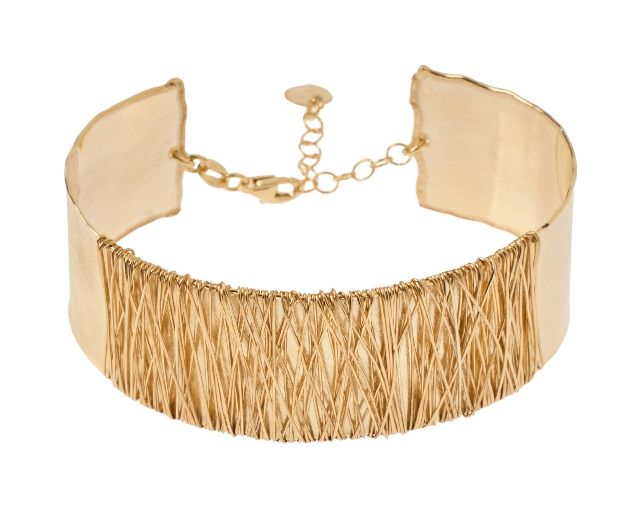 Bracciale schiava argento dorato con fascia millefili
