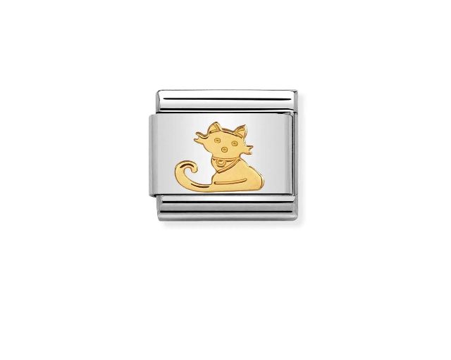 Sitting cat composable steel and gold