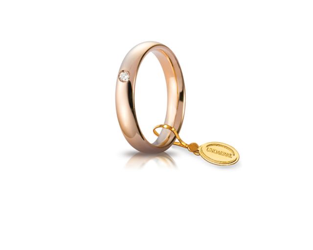 Fede comoda oro 750‰ con diamante