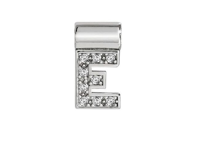 Ciondolo seimia argento lettera e con zirconi