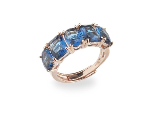 Ring luce silver rosè with sapphire zircons