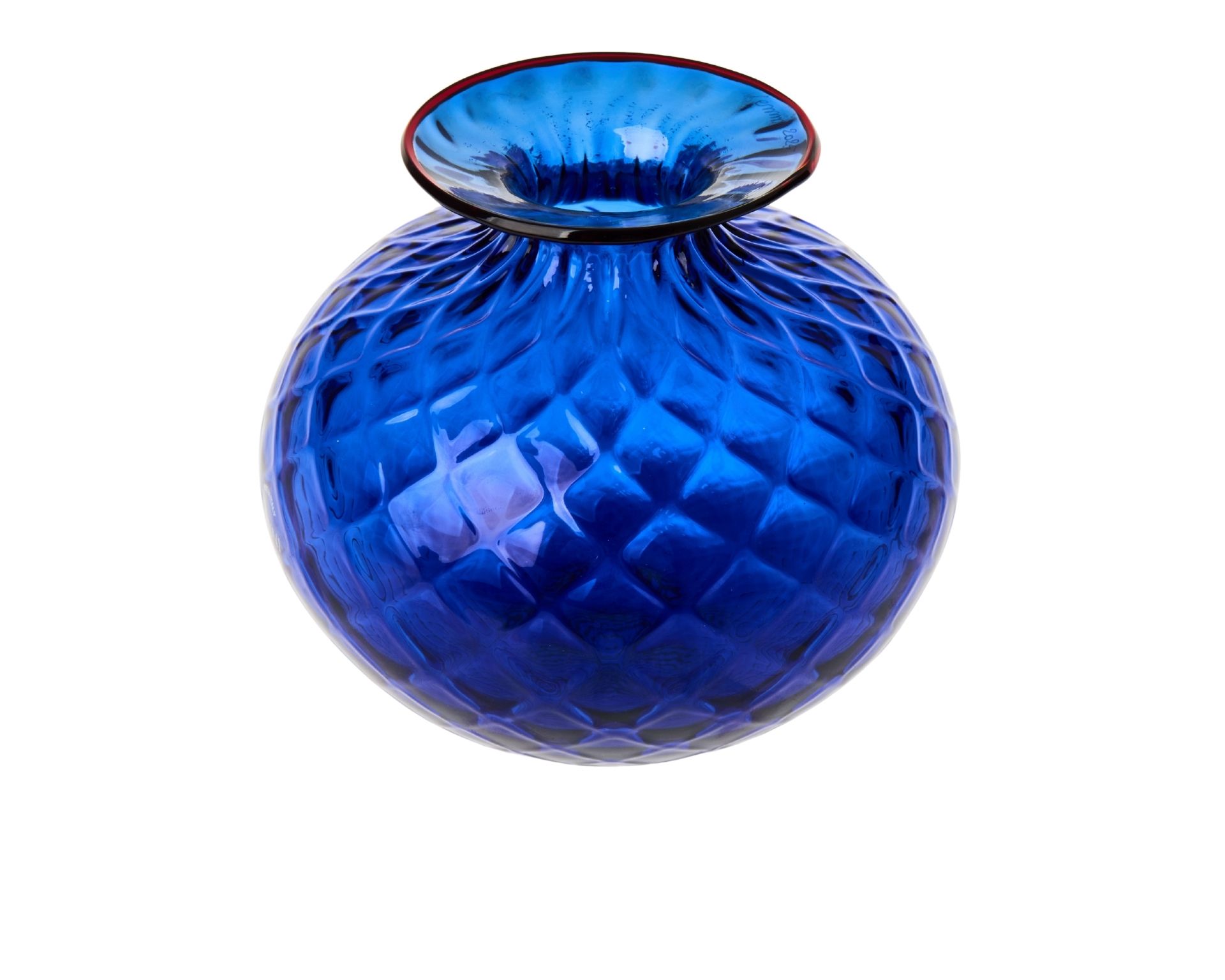 Vase Monofiore Balloton Murano Glass Sapphire With Red Ring Venini 189373 93110036zarv