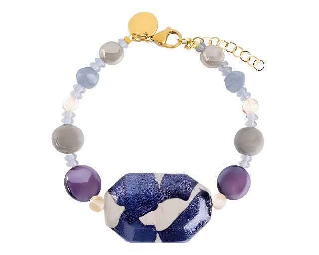 Bracciale frame vetro di murano blu