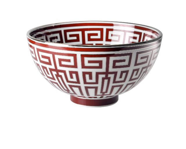 Round bowl labirinto scarlatto porcelain