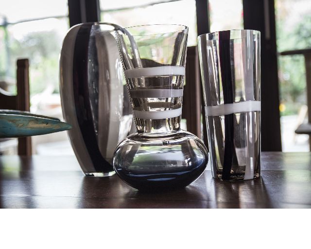 Vaso Ogiva Vetro Di Murano Latte Nero Grigio Carlo Moretti 131269 6777780rlng