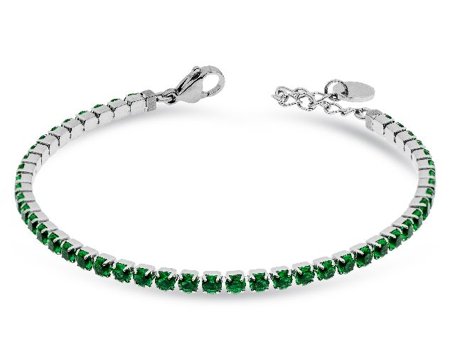 Bracciale tennis acciaio e zirconi verdi