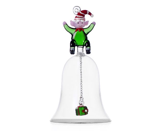 Idea regalo natale campana elfo verde con regalo christmas tales