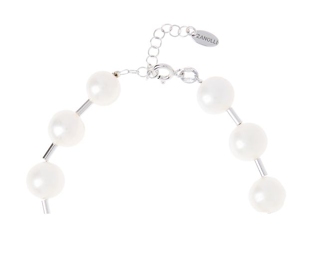 Bracciale Argento Con Perle Di Fiume E Cilindri Selezione Zanolli 180401 726br2751