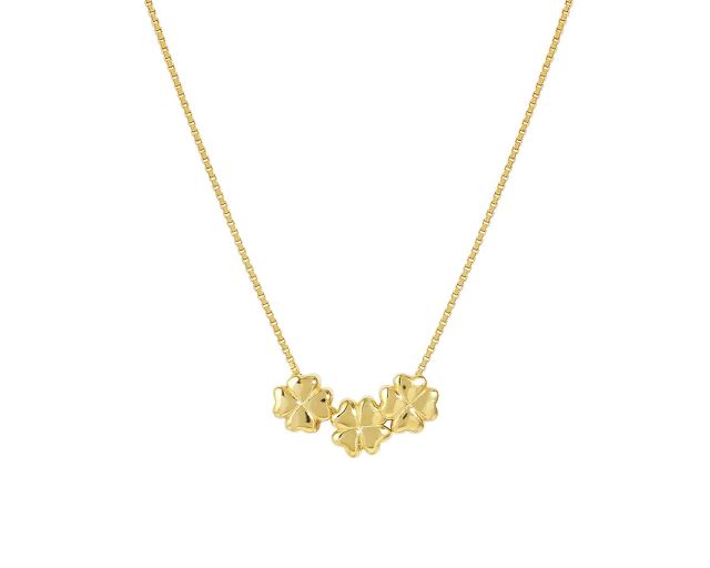 Collana armonica argento dorato quadrifogli