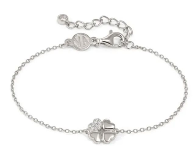 Bracciale petit sparkle argento quadrifoglio e zirconi
