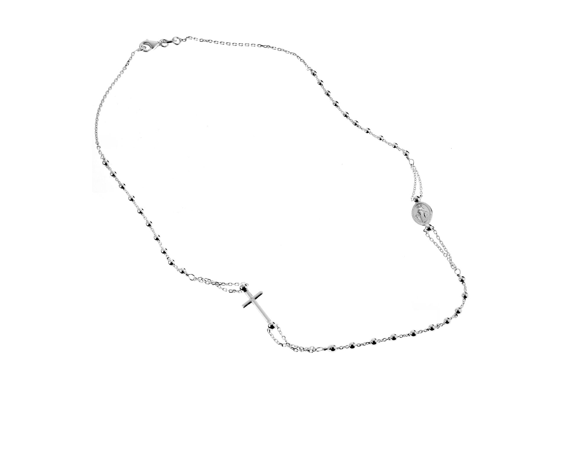 Collana Rosario Argento Con Palline Lucide E Croce Selezione Zanolli 136379 611cl00225
