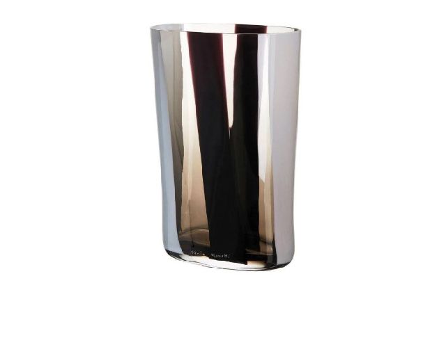 Vaso ovale vetro di murano latte nero grigio