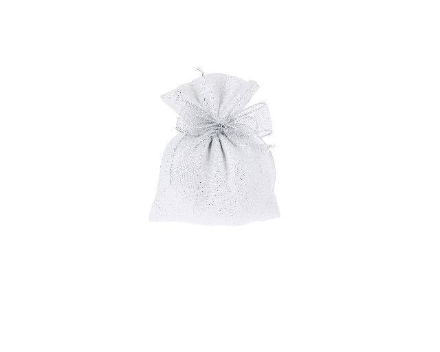 Favor sugared almonds silver with silver bow and cord