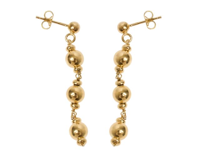 Orecchini argento dorato con palle lucide