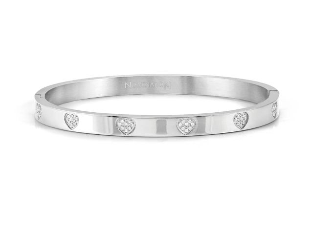 Bracciale pretty bangles acciaio cuori con zirconi
