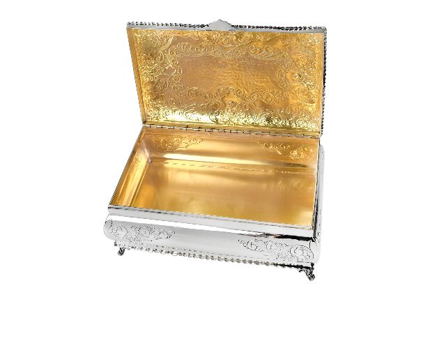 Jewelery Box Silver With Bordeaux Stone And Gilt Interior Selezione Zanolli 139703 656a2013105