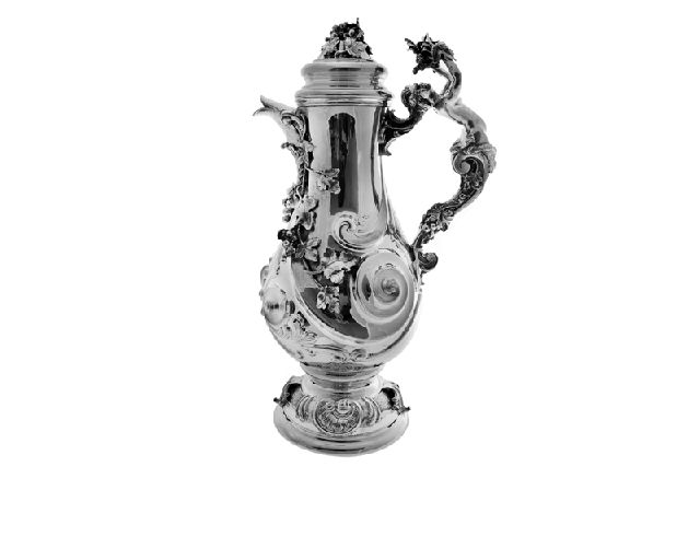 Chocolate pot silver grape chisel and female figure
