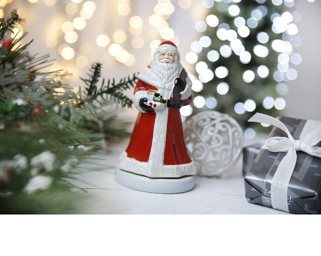 Idea regalo natale babbo natale nostalgic melody porcellana con carillon