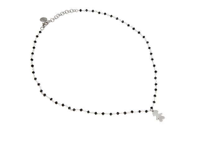 Necklace mon amour silver with girl and black crystals