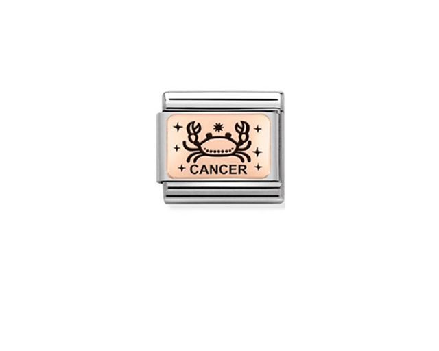 Cancro composable acciaio oro rosa 375 e smalto nero