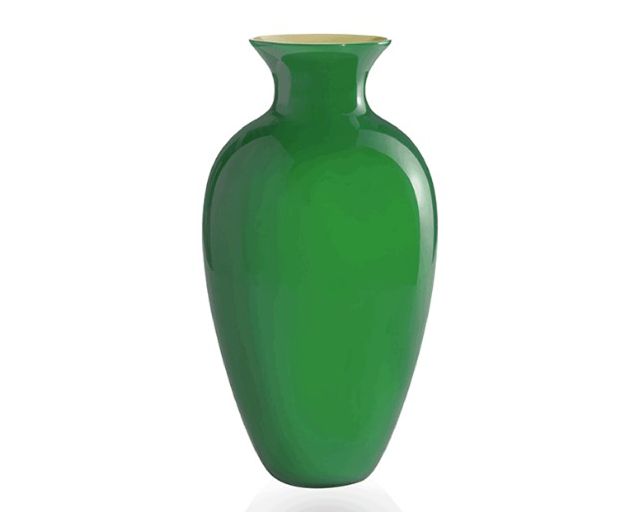 Vaso antares vetro di murano medio verde/ambra