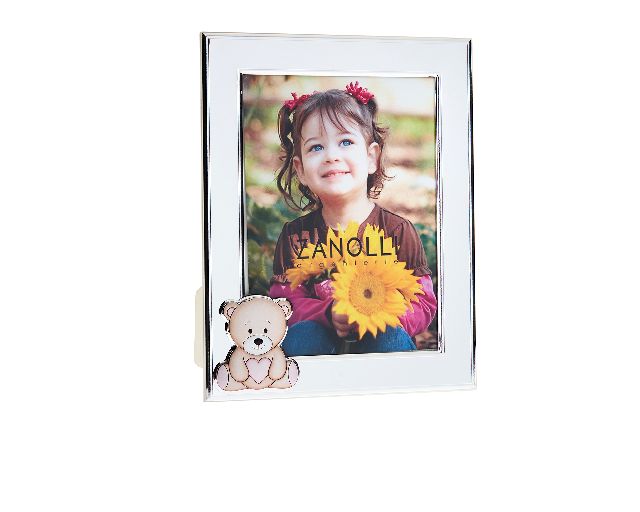 Cornice orsetto con cuore argento pvd rosa