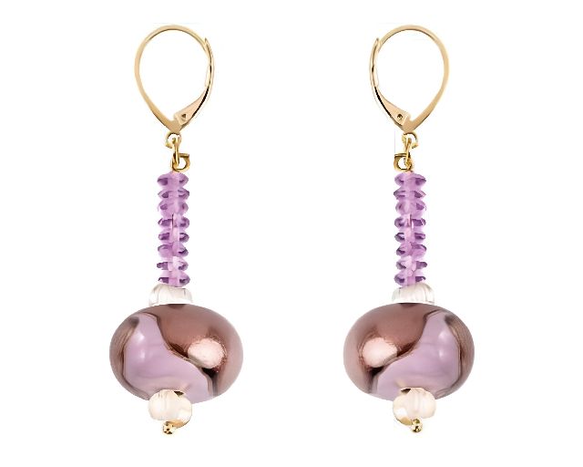 Orecchini frame vetro di murano viola