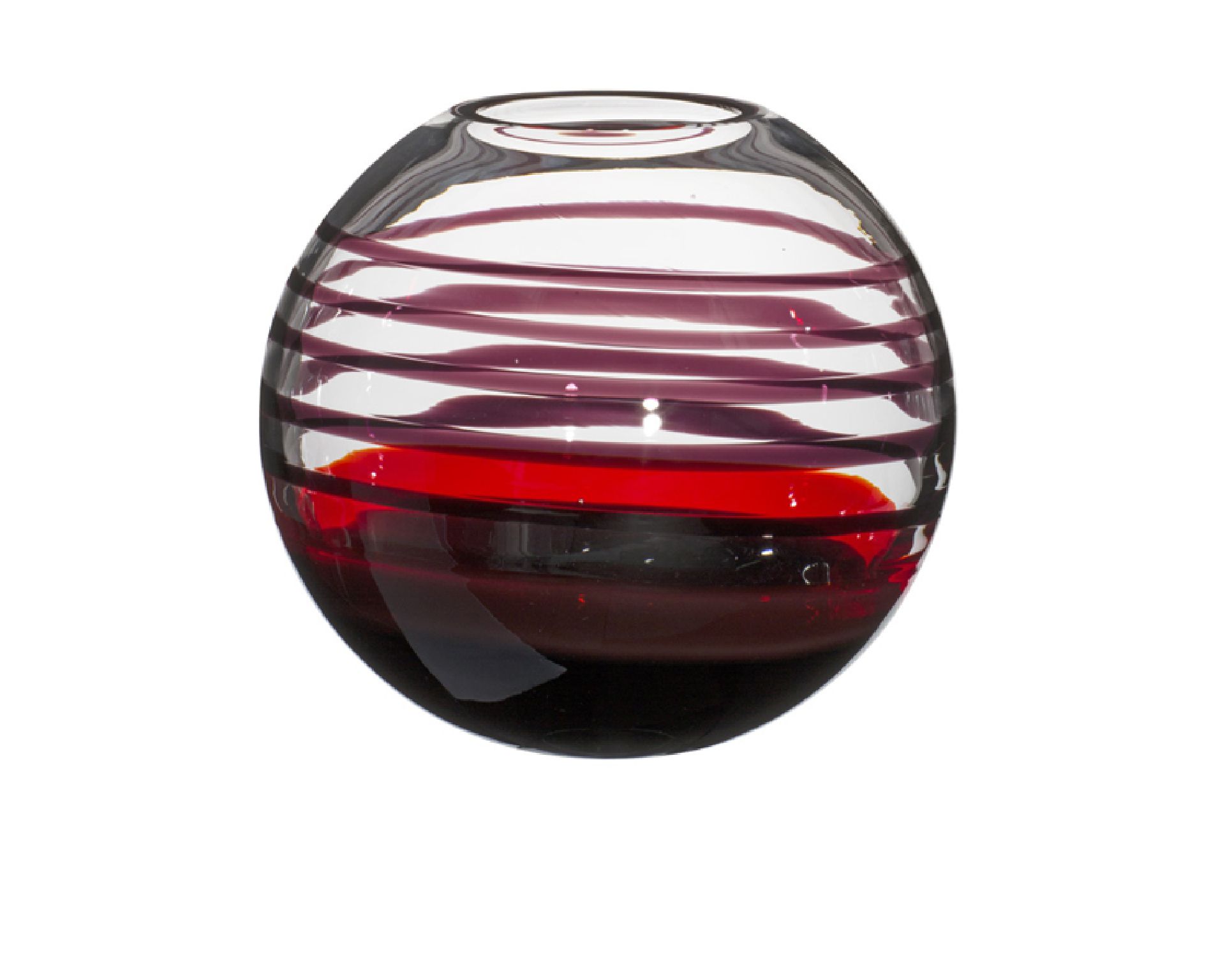 Vaso Sfera Vetro Di Murano Nero Rosso Carlo Moretti 39959 6771756ma